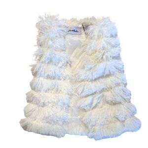 Girls White Fabulous Faux Fur Vest, size 3T